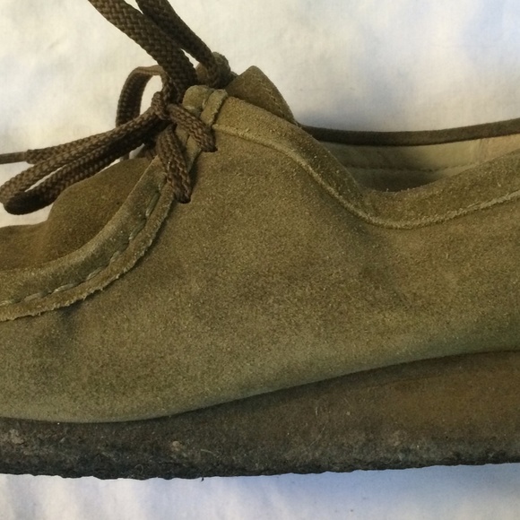 Clarks Swamp Green Low Cut Wallabees Crepe Sole 78102 Shoes Womens 8 EUC Desert - Picture 5 of 11